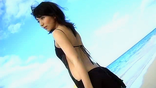 Seductive Atsumi Ishihara in a black laced dress