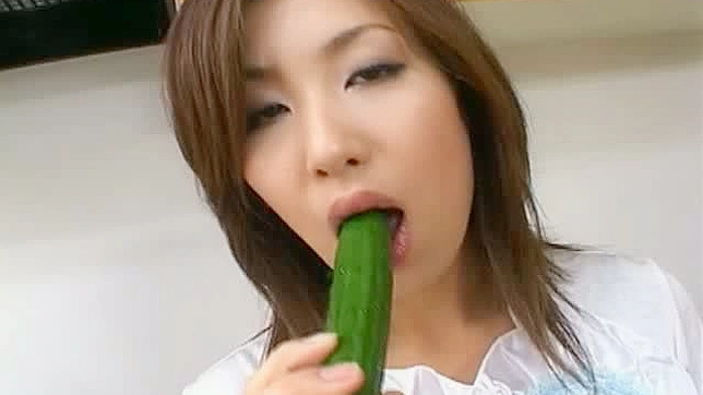 Dirty Asian milf Saku ona really likes veggies