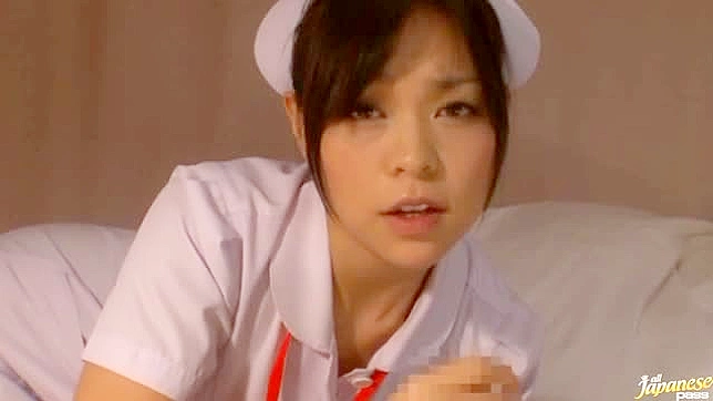 Wild Asian amateur in nurse uniform sucks her man off