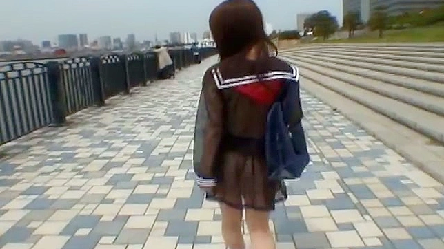 Mikan Lovely Asian student shocks the guys while out walking