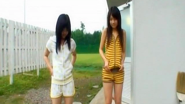 Chiwa Osaki and Anri Nonoka Asian teens enjoying ing outdoors