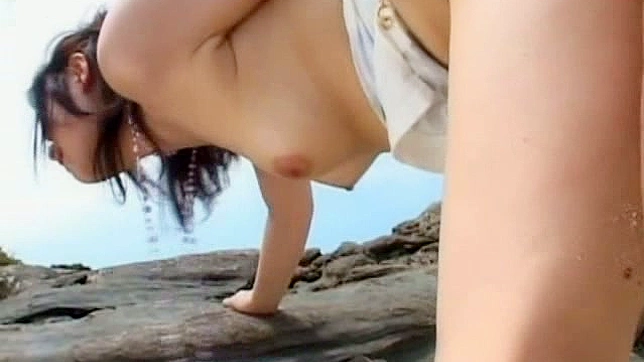 Asuka Kyono Asian model has hot sex on the beach