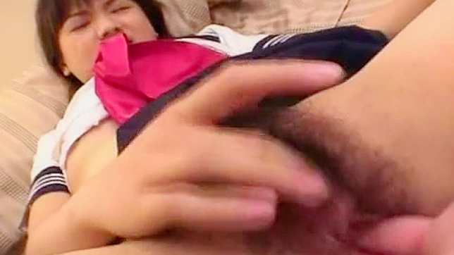 Very young Mai Mariya learns how to finger that hairy pussy