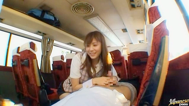 Hot stewardess Yuma Asami sucking the captains cock on board