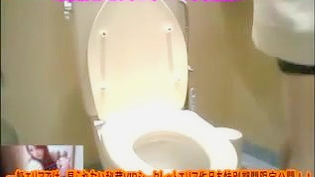 勝ち気でセクシーな日本人の女性がトイレにいる