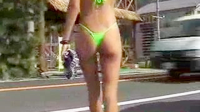 Shameless japanese  in lingerie is ing outdoors