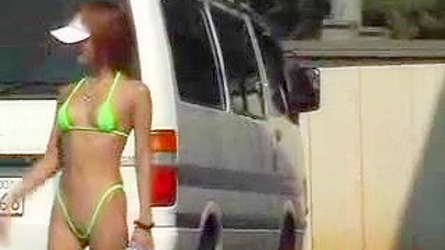Shameless japanese  in lingerie is ing outdoors