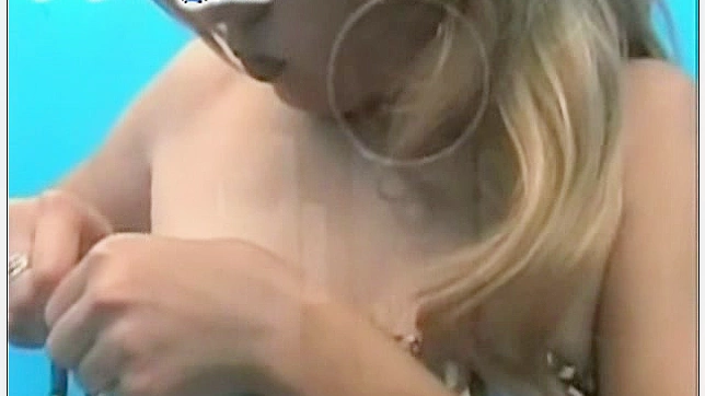 Frisky chick with extremely small tits is wearing her new bra