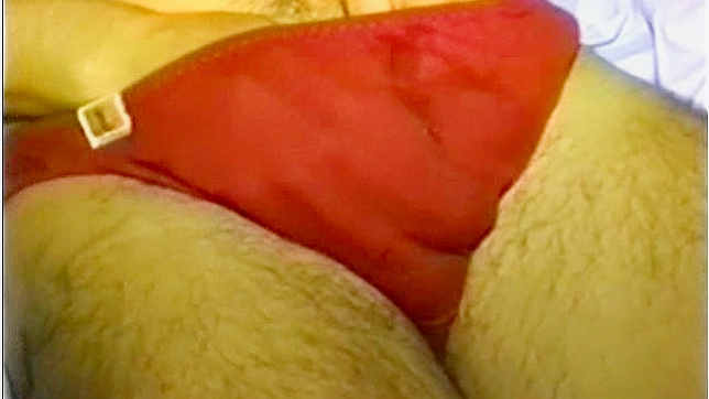 Crazy japanese gay in red panties is playing with his dick