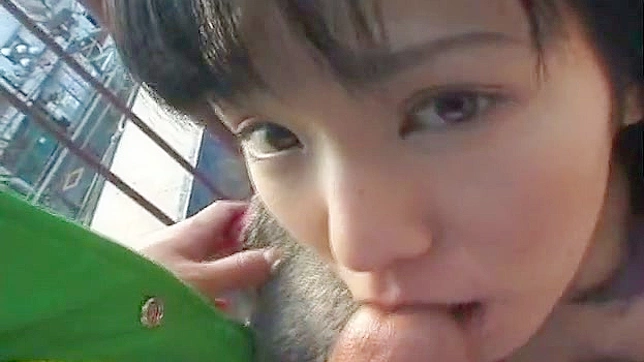 This cute and foxy japanese  is giving blowjob