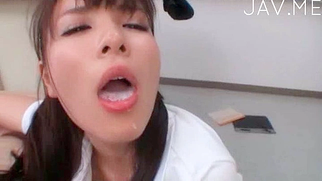 Lovely and foxy japanese teen is eating fresh sperm
