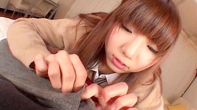 Extremely hot japanese office lady is doing handjob