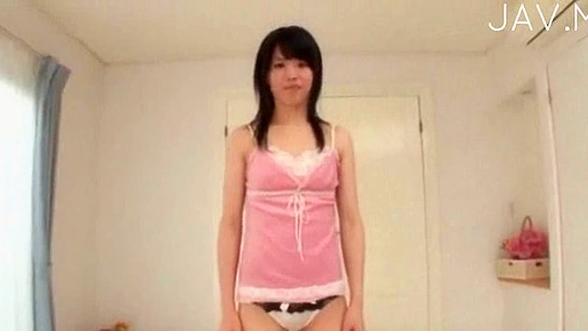 Beauty japanese teen with upskirt is sucking big dick