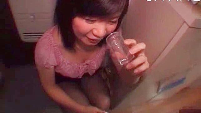 Beauty japanese teen with upskirt is swallowing sperm