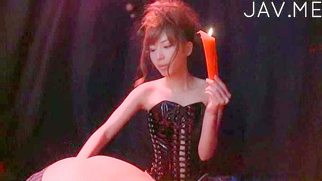 Accurate japanese girl is masturbating her cave with sex toy