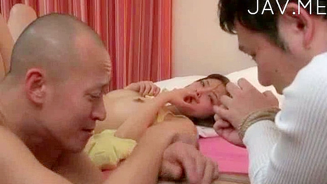 Two horny studs are having explicit fun with Japanese chick