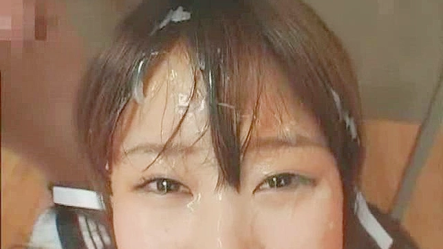 Sticky facial cumshot for demure Japanese schoolgirl