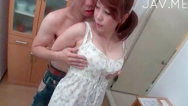 Young japanese wife is giving blowjob to her ex-bf