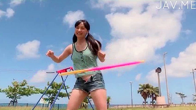 Alluring Japanese sweetheart's fun day at the playground