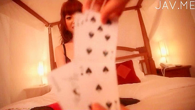 Naughty poker game with a wanton Japanese beauty