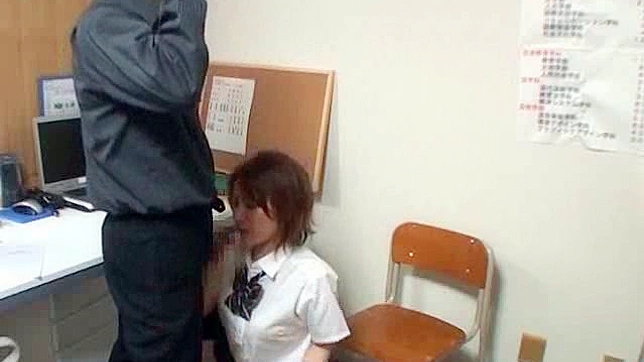 Short haired asian student gets fucked by her principal