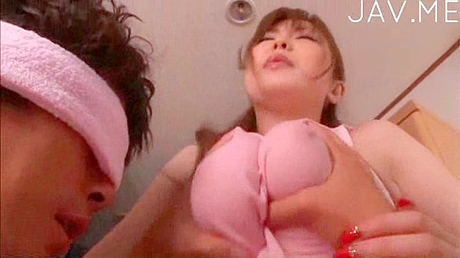 Man greedily licks the girl's juicy boobs through a t-shirt