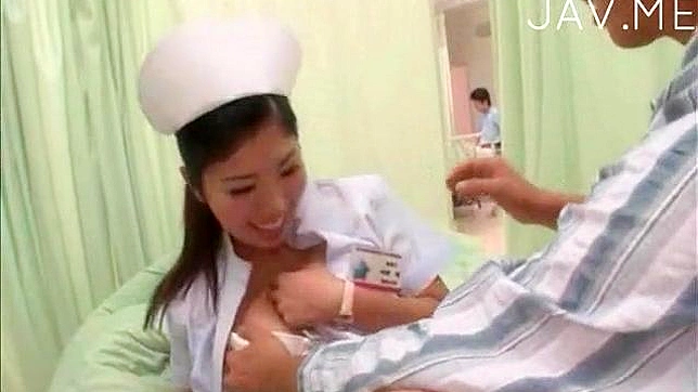 Nurse swallows the patient's strong dick