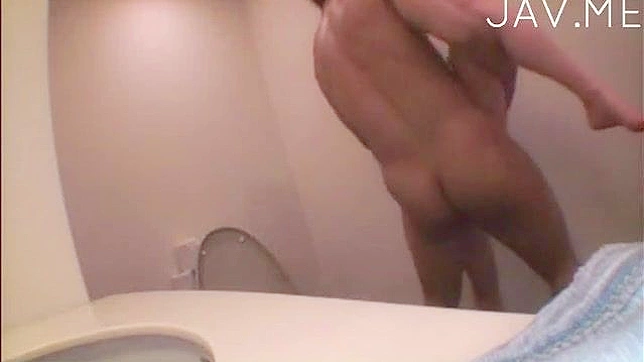 Wild doggy style fuck for hot Japanese babe in the toilet