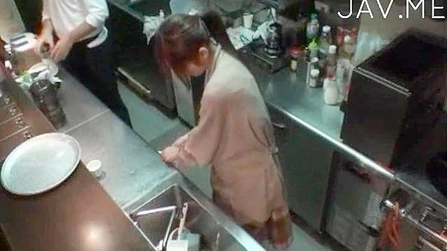 Pretty Asian beauty receives explicit fondling at a cafe