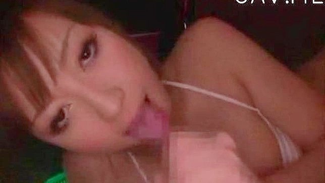 Energizing pretty Asian chick's pussy with deep toying