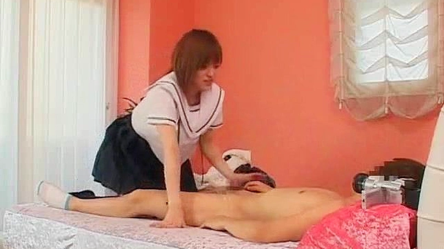 Cute Asian schoolgirl delights a horny dude with wild blowjob