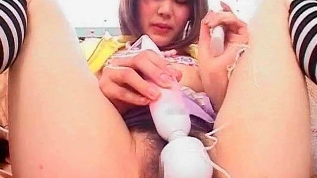 Toy insertion for steamy teen with hairy pussy exposed