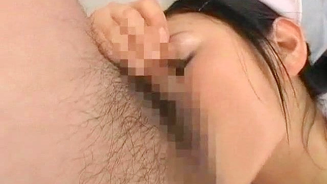 Pretty Asian nurse gives hot blowjob to extract warm jizz