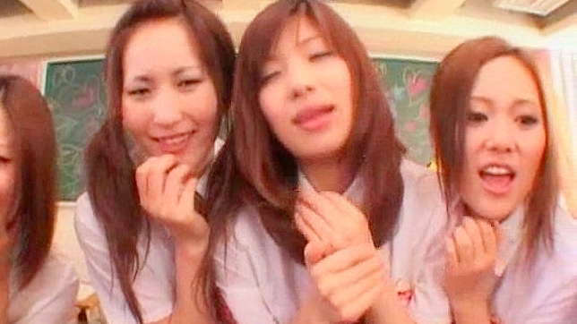 Kinky and beauty japanese students are sucking cock one by one