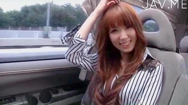 Sweet amateur Japanese chick receives wild toying inside a car