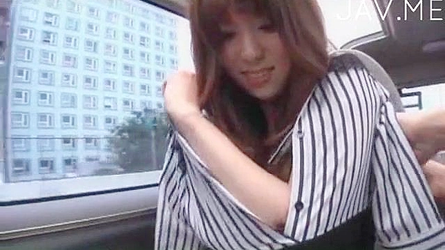 Sweet amateur Japanese chick receives wild toying inside a car