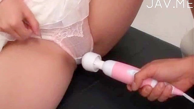 Arousing vibrator pleasuring for lovely Asian teen