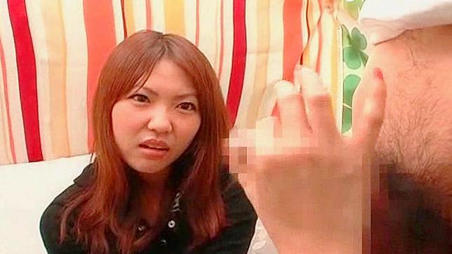 Obedient japanese angel with skillful hands is doing handjob