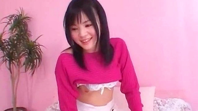 Naughty toying for amateur Japanese chick's hairy muff