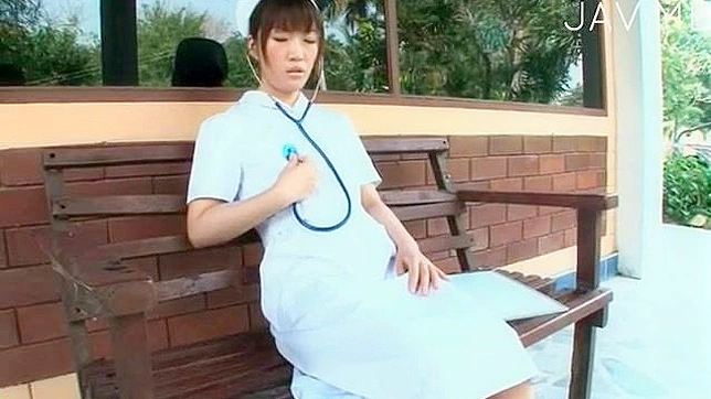 Splashing warm jizz all over Asian nurse lovely face