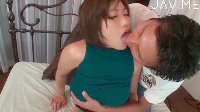 Wicked fondling of Japanese chick's big and luscious tits