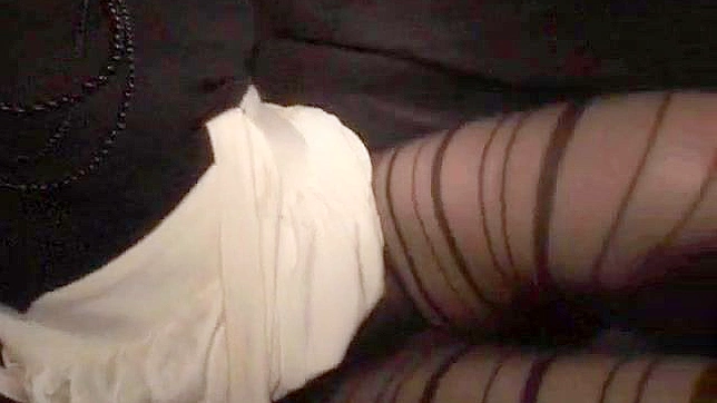 Hungry asian  in stockings is masturbating in the car