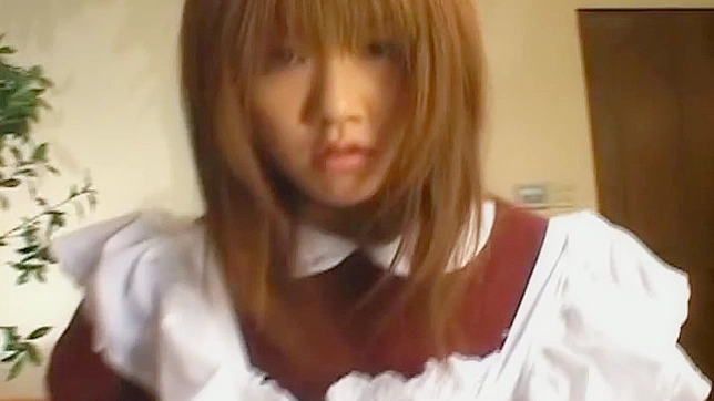 Sexy and young japanese schoolgirl Yu Aizawa is doing handjob