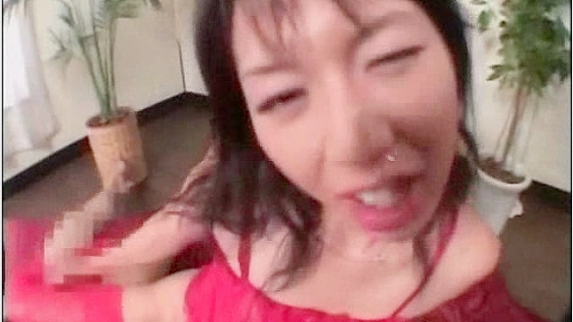 Filling Japanese chick's mouth with cumshot after blowjob