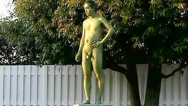 公共のペンキで塗られた像のファック動画5