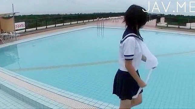 Schoolgirl takes off clothes by a l