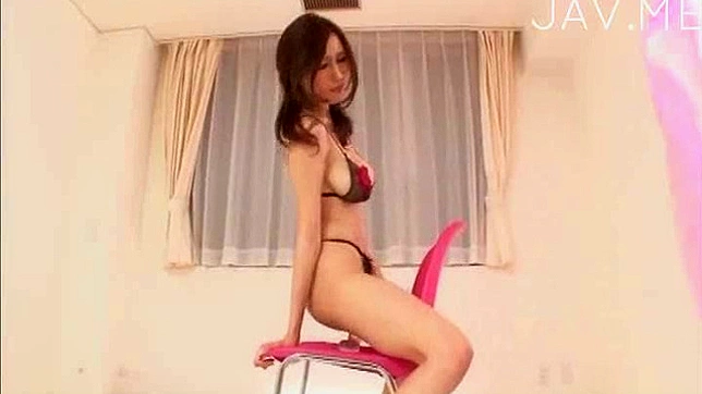 Glorious asian  with amazing ass is bouncing on huge toy