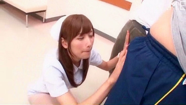 Redhead and stunning japanese nurse is sucking big penis