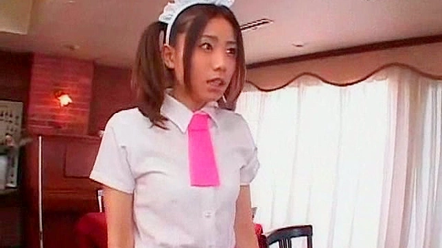 Crazy and sexy japanese maid is swallowing big love stick