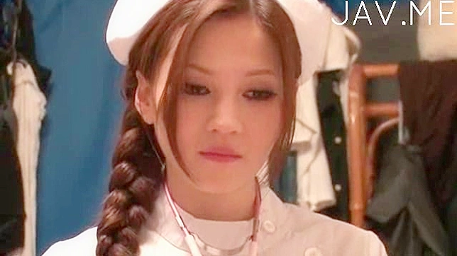 Pigtailed japanese nurse in uniform is having 69 pose with her bf
